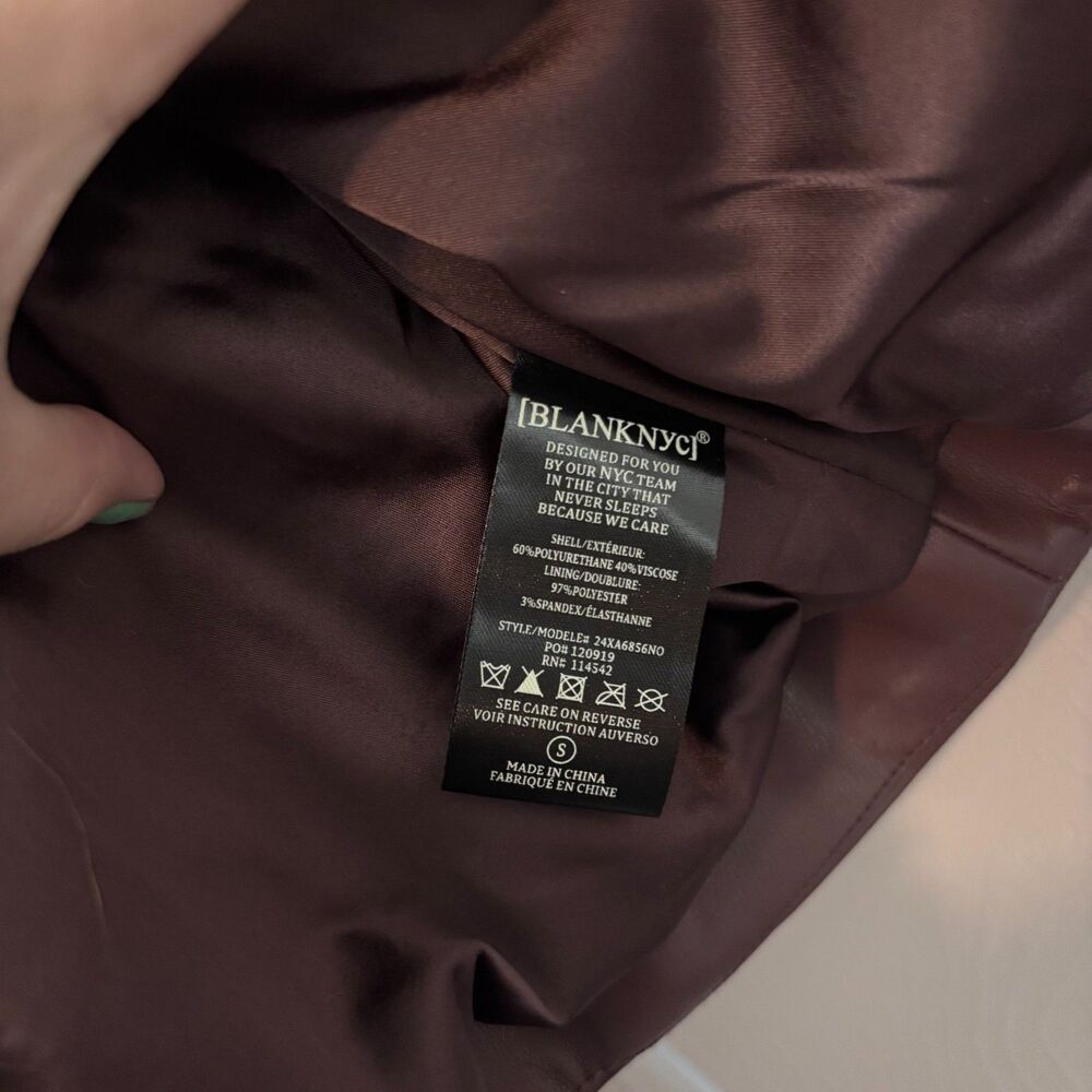 BLANKNYC Cropped Faux Leather Moto Jacket Burgundy Plum Size Small - Picture 8 of 8